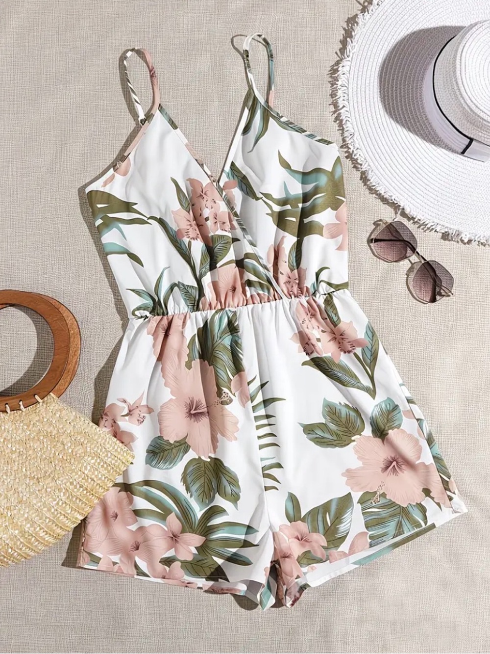 Girls Floral White & Pink One-Piece Romper